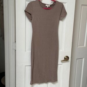 See You Monday Brown Ribbed Midi Dress